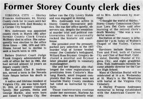 Former Storey County clerk dies - Newspapers.com