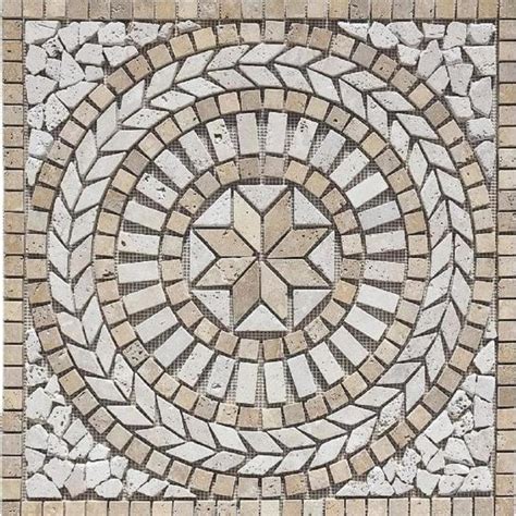 FLOORS 2000 Medallions Multi Colored Mosaic Travertine Floor Tile (Common: 24-in x 24-in; Actual ...