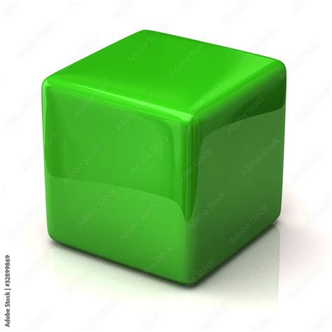 Green cube isolated on white background Stock Illustration | Adobe Stock