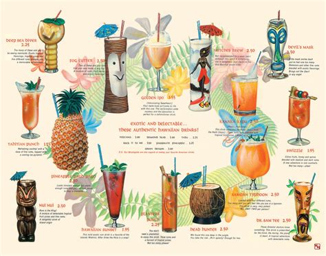 Vintage Hawaiian Tiki Drink Menu Print 11x14 - Etsy