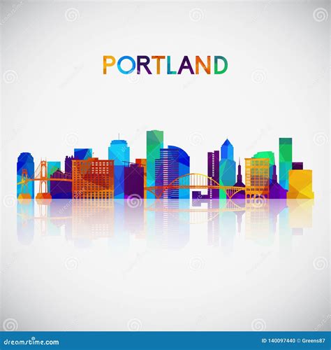 Portland Skyline Silhouette in Colorful Geometric Style. Stock Vector - Illustration of ...