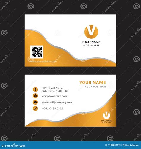 Creative Gold Color Business Card Design Stock Vector - Illustration of print, color: 113523419