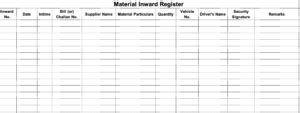 Material Inward Outward Register Format in Excel (Download)