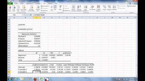 Quadratic Regression Analysis in Excel - YouTube