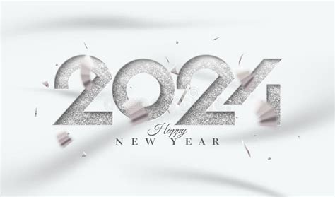 Happy New Year 2024 with Silver Glitter Metallic Press Numbers. Premium Vector Design for ...