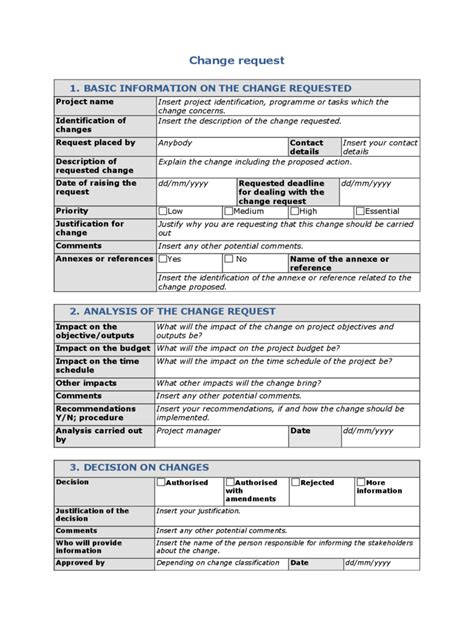 2024 Project Change Request Template - Fillable, Printable PDF & Forms ...