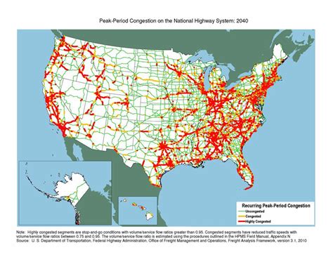 U.S. map showing congestion throughout California and in much of Oregon, Washington, Utah, and ...