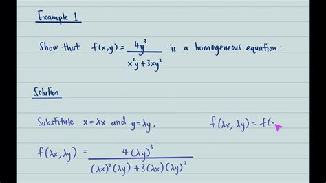 Homogeneous Equation Method (Example 1) - YouTube