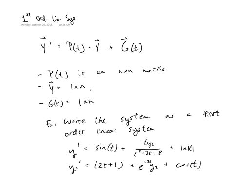 SOLUTION: Differential Equations First Order Linear Systems - Studypool