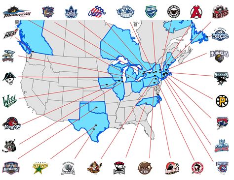 Map of AHL Teams framed with Logos (not a single line crossed, that was ...