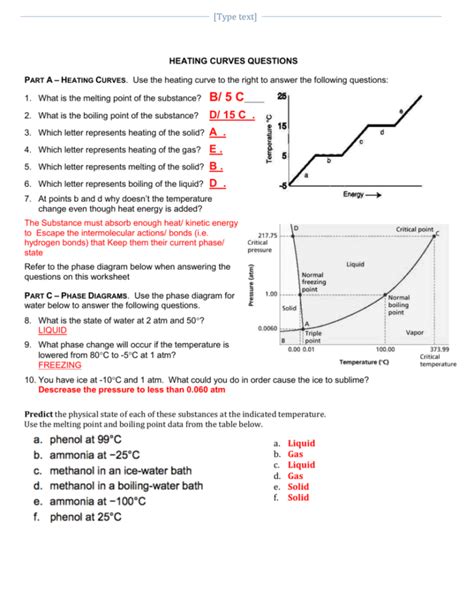 Heating And Cooling Curves Worksheets