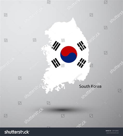 South Korea Flag On Map Country Stock Vector (Royalty Free) 128742860 ...