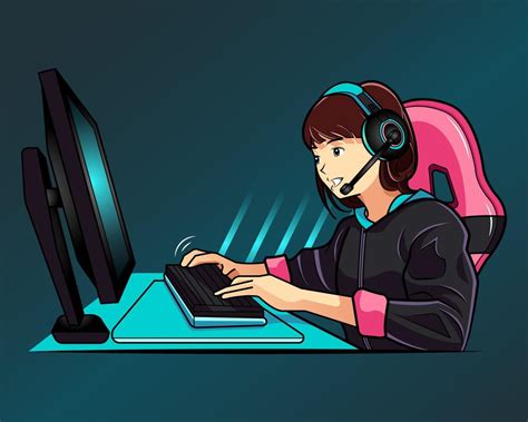 Young girl playing online video game vector illustration pro download 7023247 Vector Art at Vecteezy