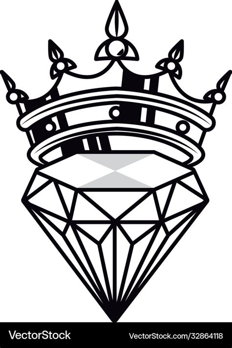 Crown royal with diamond tattoo artistic icon Vector Image