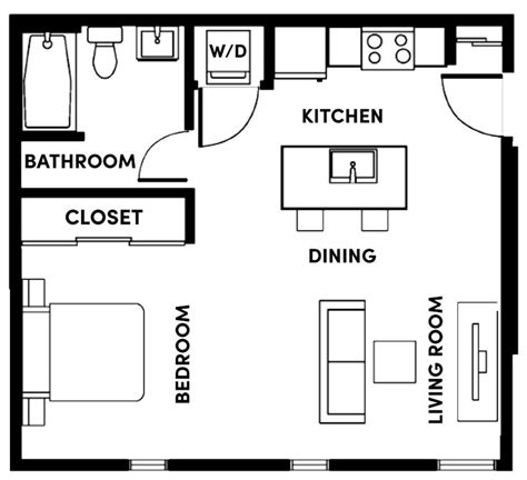 Studio-Apartment-Floor-Plan - Modern Hotel and Bar in 2023 | Studio apartment floor plans ...