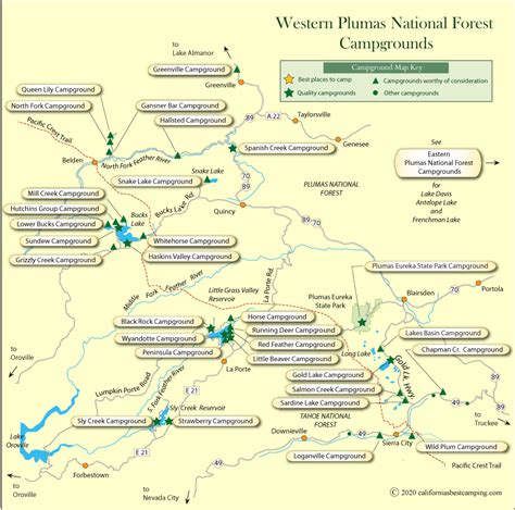 Plumas National Forest Campground Map - Western Portion