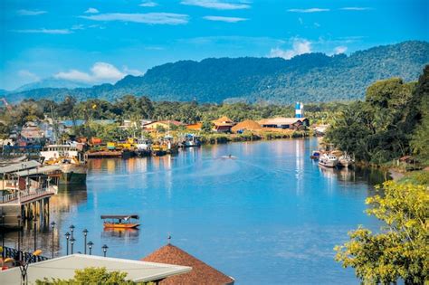 Premium Photo | City of Lawas in Sarawak with river and beautiful blue sky