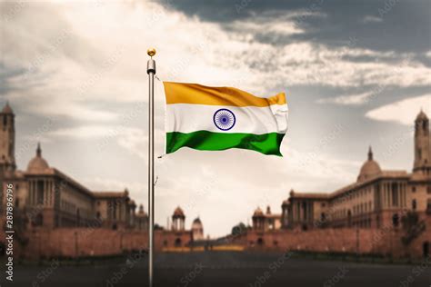 India Flag in Rashtrapati Bhavan,New Delhi.waving India Flag - image Stock Photo | Adobe Stock