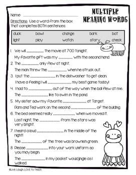 Multiple Meaning Words Worksheet, Free Multiple Meaning Activity for ...