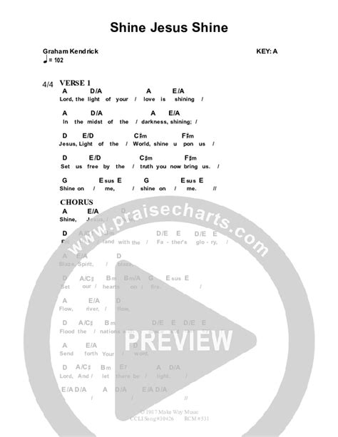 Shine Jesus Shine Chords PDF (Dennis Prince / Nolene Prince) - PraiseCharts