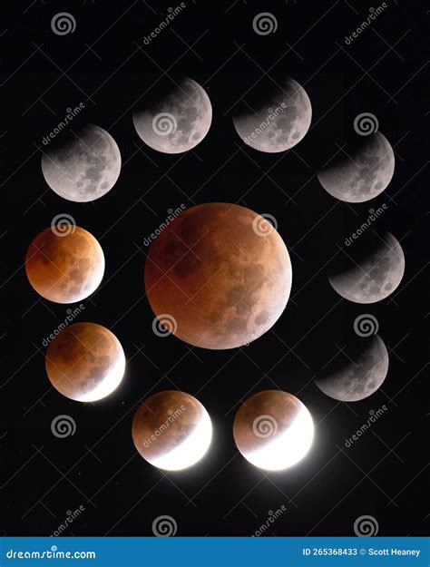 Progression of Stages of the Total Lunar Eclipse Full Moon Stock Image - Image of stages ...