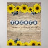 Treats Table Rustic Sunflower Baby Shower Poster | Zazzle