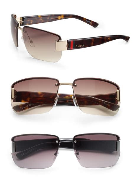 Gucci Rimless Rectangle Sunglasses in Black for Men | Lyst