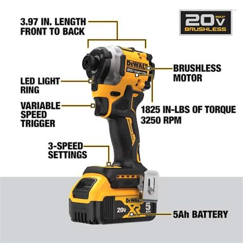 DEWALT DCF850P1 ATOMIC 20V MAX Lithium-Ion Cordless Impact Driver Kit ...