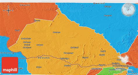 Political 3D Map of Beitbridge