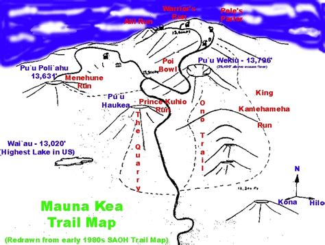 Mauna Kea Piste Map / Trail Map