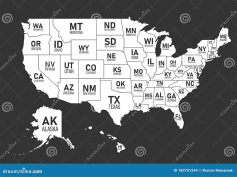 Usa Map With State Names And Abbreviations