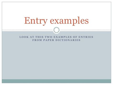 Dictionary entry examples