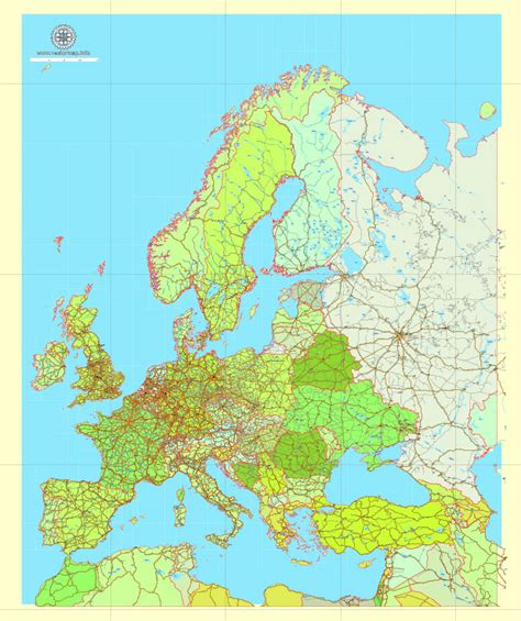 Europe full Detailed PDF Map , printable vector map Adobe PDF editable ...