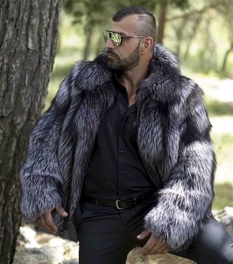 MEN'S SILVER FOX FURS : Men's Silver Fox Fur Jacket With Collar | Fox fur jacket, Fox fur, Fur