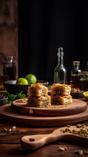 Premium AI Image | Baklava layered pastry dessert made of filo pastry ...