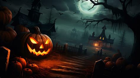 Spooky halloween wallpaper with pumpkin and old house 27807606 Stock Photo at Vecteezy