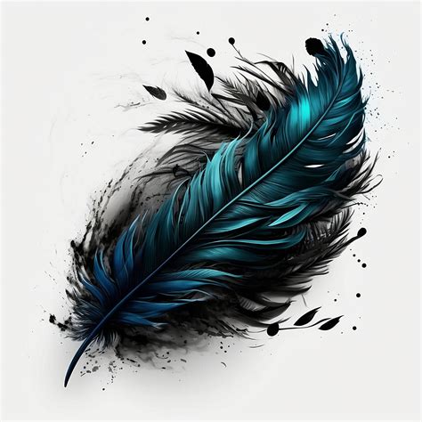 Feather Tattoo Design White Background PNG File Download High Resolution - Etsy