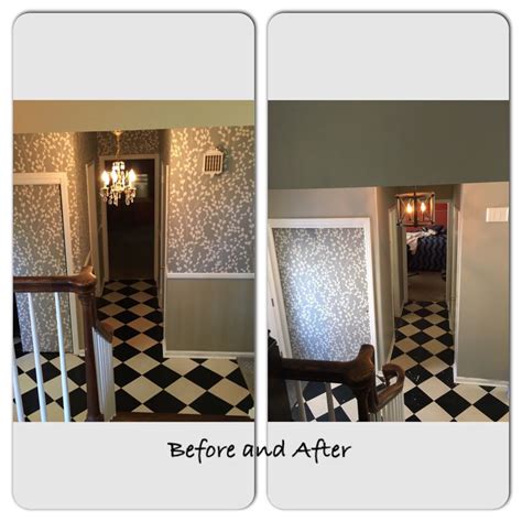 Wallpaper removal project 1, before and after. Paint: Sherwin Williams ...