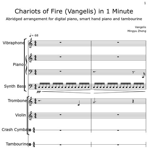 Chariots of Fire (Vangelis) in 1 Minute - Sheet music for Vibraphone ...