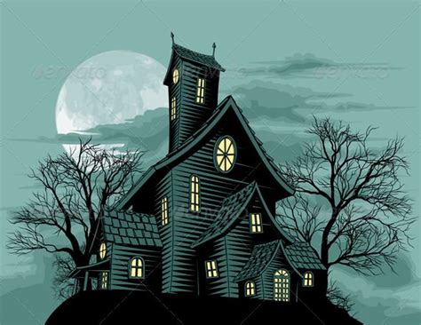 Creepy haunted ghost house scene illustration in 2020 (With images ...