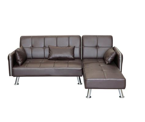 Modern Faux Leather Lounger Sofa with Chaise – Brown - Exact Viral