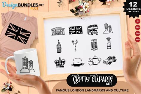 Famous London Landmarks And Culture Clipart Set