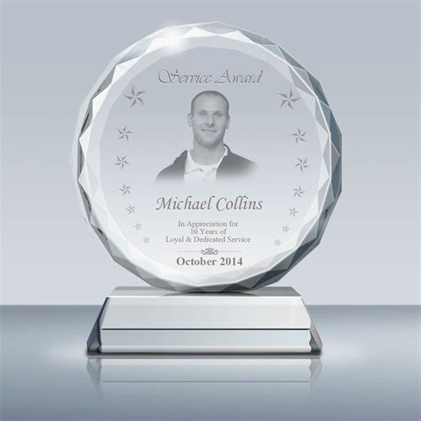 Years of Service Award Plaque – Crystal Sunflower Plaque (014) – Goodcount 3D Crystal Etching ...