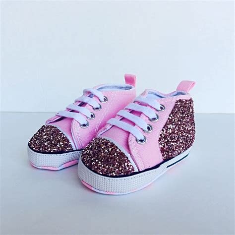 Pink Glitter Chuck Taylors, Light Pink Converse | Baby glitter shoes ...