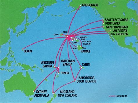 Hawaiian Airlines April 2, 1989 Route Map