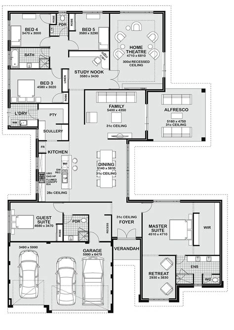 Floor Plan Friday: 5 bedroom entertainer | Dream house plans, House layout plans, New house plans