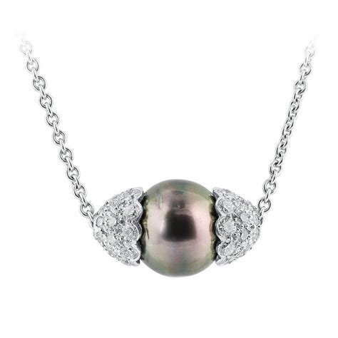 Tahitian Pearl Diamond Necklace For Sale at 1stDibs