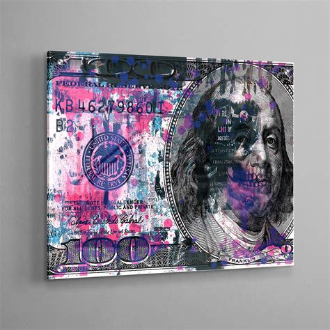 Grunge Ben Franklin $100 Dollar Bill Wall Art | Framed canvas art ...