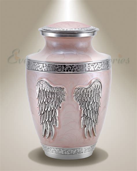 Pink Angel Wings Individual Cremation Urn, Pink Brass Women's Cremation ...