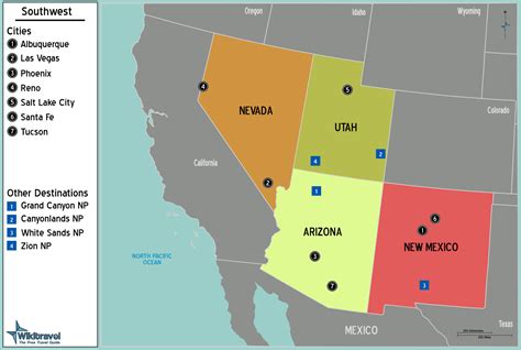 Southwest Region Map With Capitals